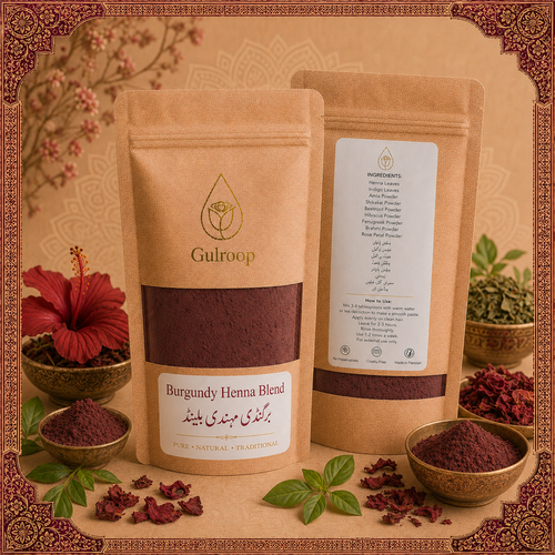 Burgundy Henna Blend – khalis hair care by Gulroop Pakistan