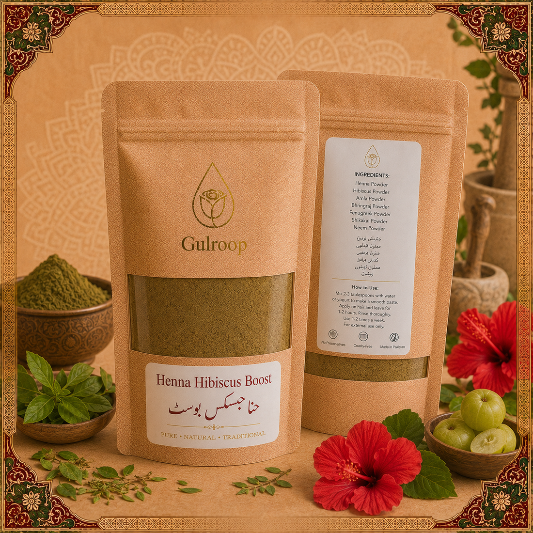 Henna Hibiscus Boost – khalis hair care by Gulroop Pakistan