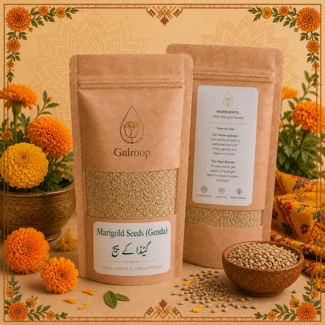 Marigold Seeds (Genda) – khalis flower seed by Gulroop Pakistan